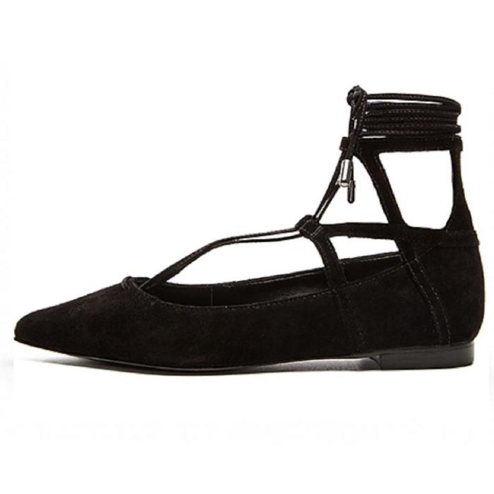 Schutz Suede Lace Up Ballet Flat Shoes sz 7